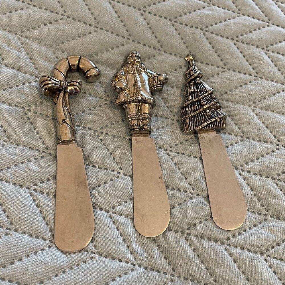 Stainless Steel Christmas Cheese Spreaders Set of 3